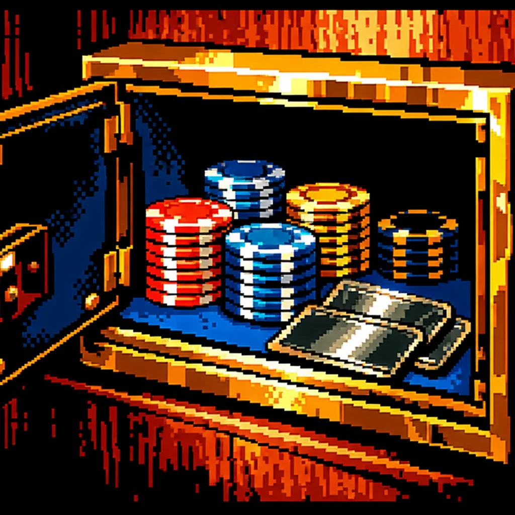 Pixel art kluisdeur met veilige casino betalingen